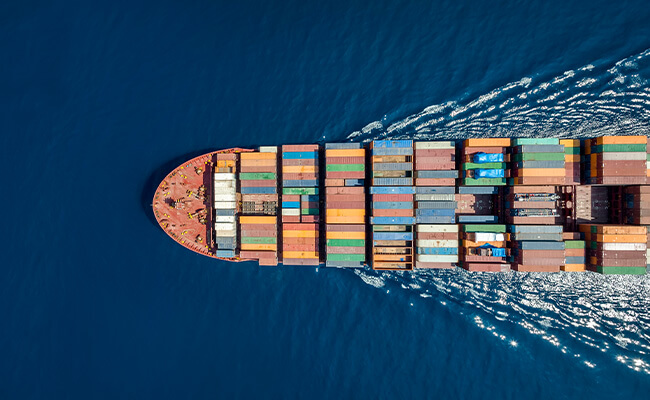 Flygfoto av lastfartyg